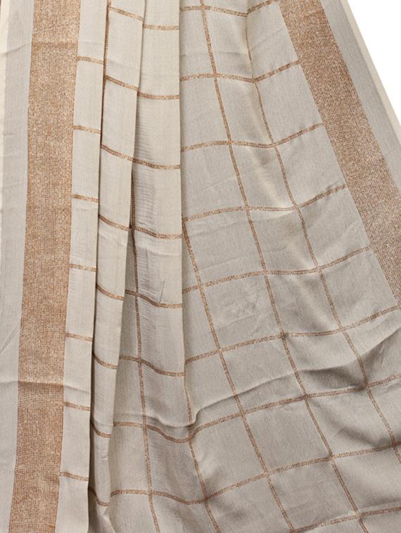 checkered foil printed half & half saree with blouse - 16009635 - Zoom Image - 4