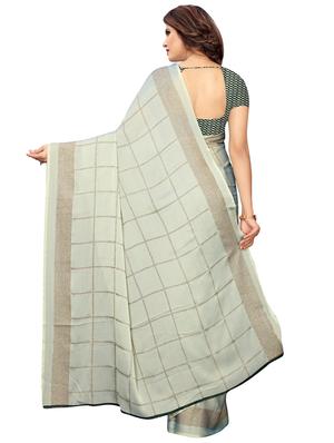 checkered foil printed half & half saree with blouse - 16009637 - Standard Image - 2