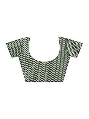 checkered foil printed half & half saree with blouse - 16009637 - Standard Image - 3