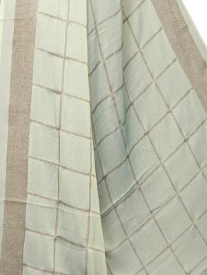 checkered foil printed half & half saree with blouse - 16009637 - Standard Image - 4