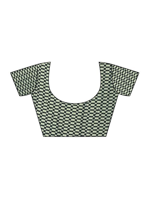 checkered foil printed half & half saree with blouse - 16009637 - Zoom Image - 3