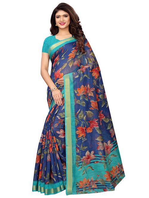 digital floral printed saree with blouse - 16009641 - Standard Image - 1
