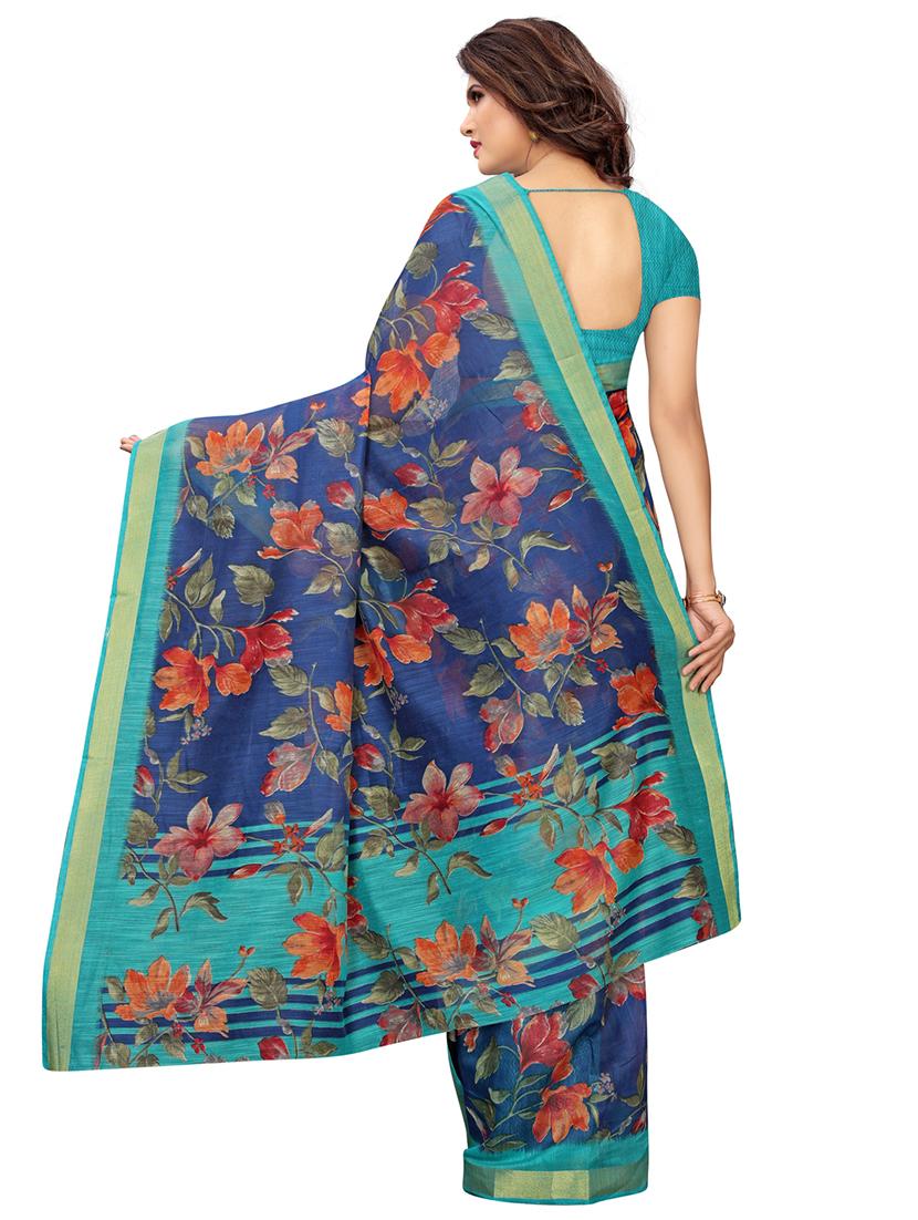 digital floral printed saree with blouse - 16009641 - Zoom Image - 2