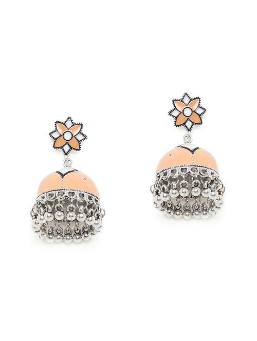 orange silver tone jhumka earring - 16009646 - Standard Image - 1