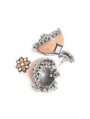 orange silver tone jhumka earring - 16009646 - Standard Image - 2