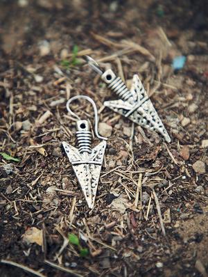 silver metal drop earring - 16009683 - Standard Image - 3