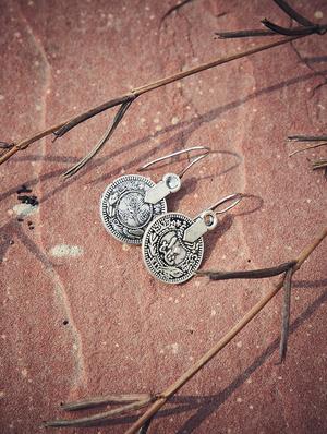 silver metal drop earring - 16009689 - Standard Image - 3