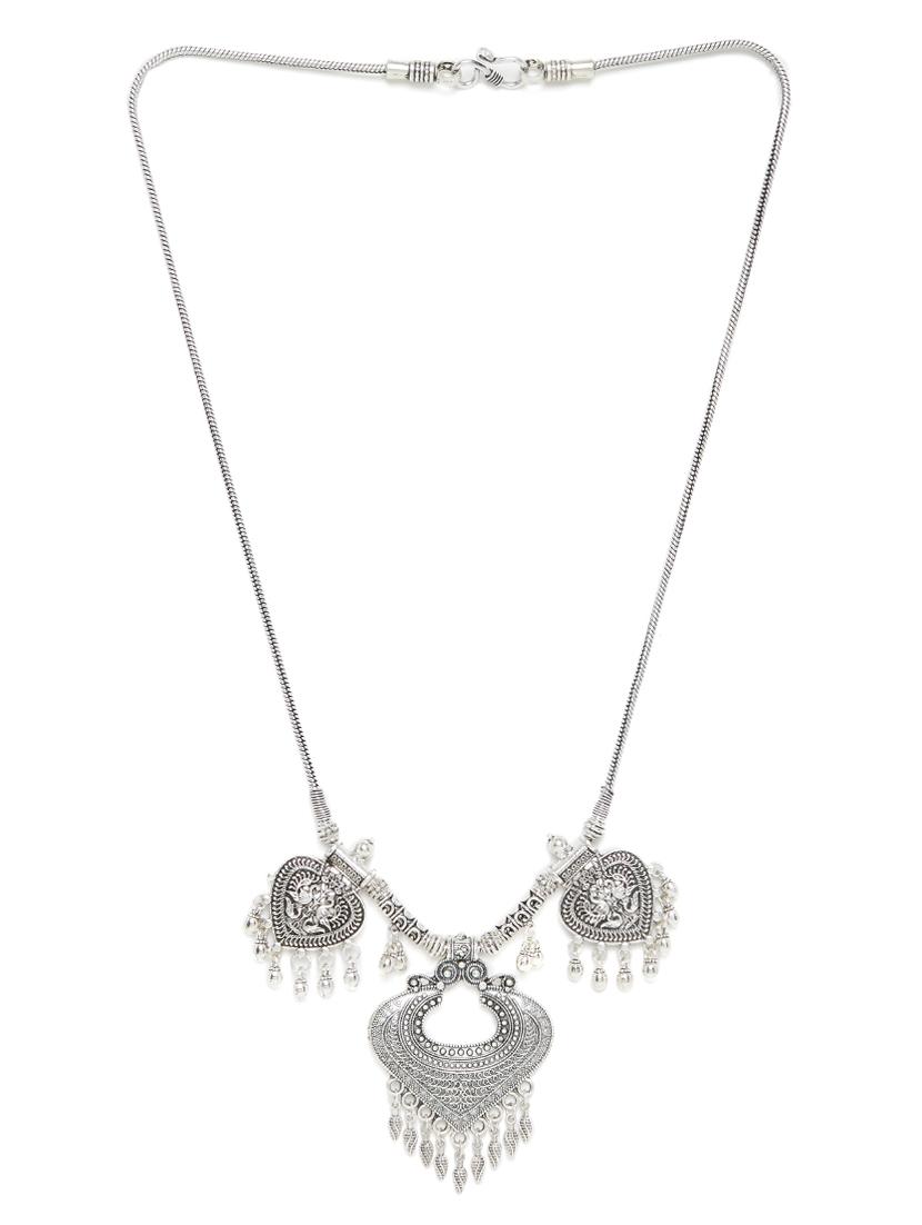 silver metal short necklace - 16009705 - Zoom Image - 1