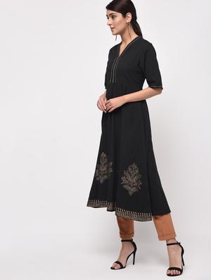 block printed anarkali kurta - 16009772 - Standard Image - 3