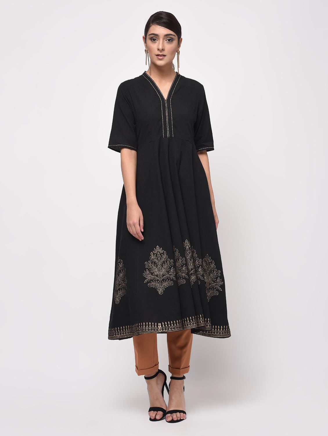 block printed anarkali kurta - 16009772 - Zoom Image - 2