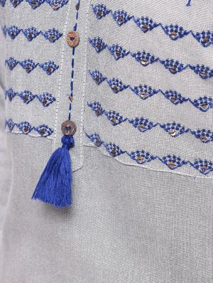 embroidered yoke tassels straight kurti - 16009773 - Standard Image - 5
