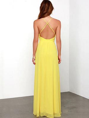 criss cross back plunged neck maxi dress - 16010387 - Standard Image - 3