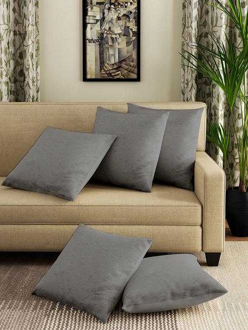 velvet plain cushion cover 16" x 16" set of 5 - 16010764 - Very Small Image - 1