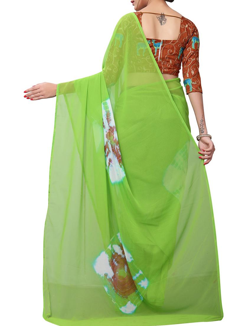 tie & dye printed saree with blouse - 16010982 - Zoom Image - 2