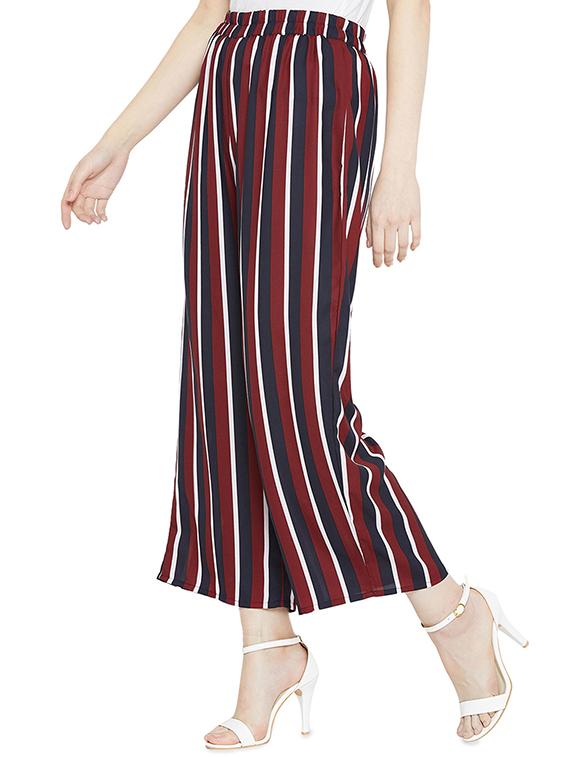 waist elastic striped palazzo - 16011966 - Zoom Image - 2