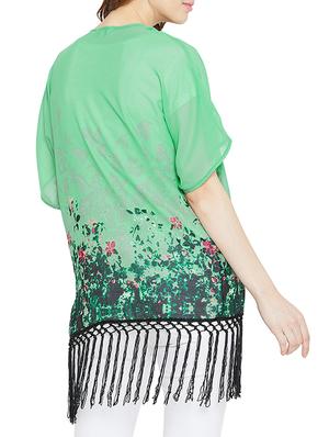 fringed hem floral shrug - 16011968 - Standard Image - 3