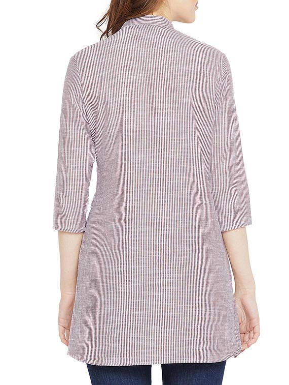 button detail striped high-low tunic - 16011979 - Zoom Image - 3