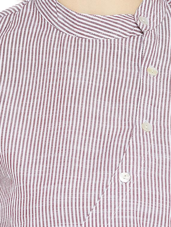button detail striped high-low tunic - 16011979 - Zoom Image - 4