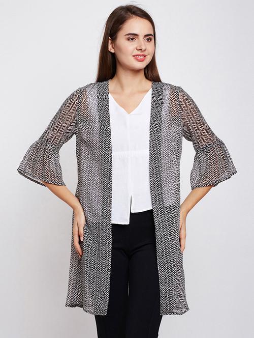 bell sleeved chevron sheer shrug - 16011999 - Standard Image - 1