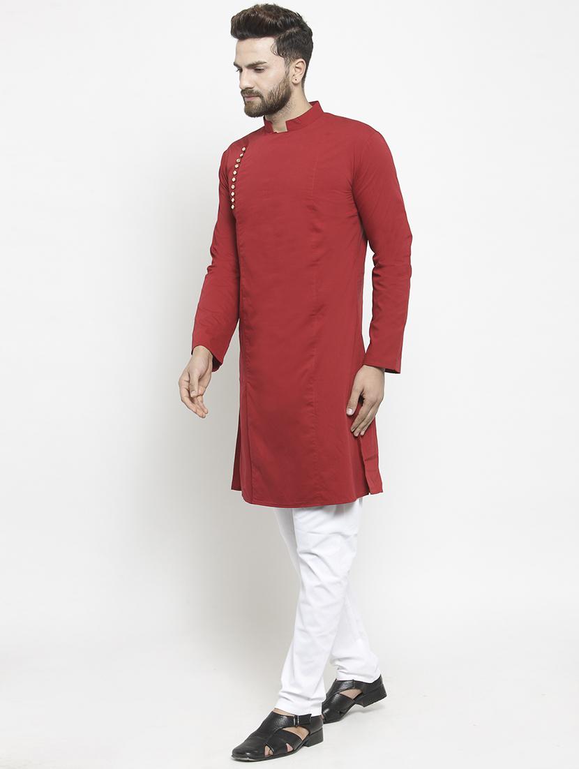 red solid long kurtas - 16012003 - Zoom Image - 2