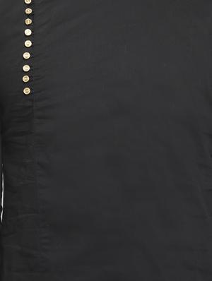 black solid long kurta - 16012004 - Standard Image - 4