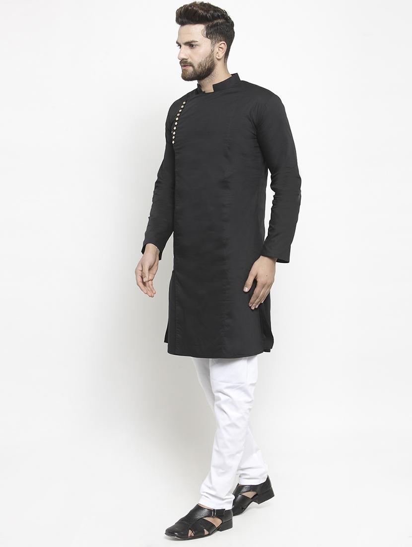 black solid long kurta - 16012004 - Zoom Image - 2