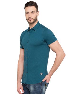 blue cotton casual shirt - 16012900 - Standard Image - 2