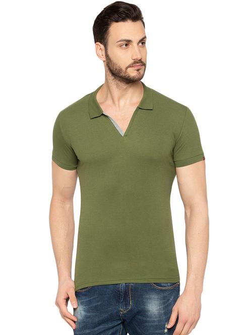 green solid collared tshirt - 16012930 - Standard Image - 1