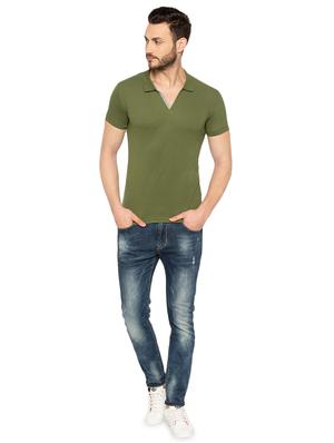 green solid collared tshirt - 16012930 - Standard Image - 4
