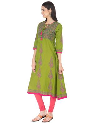a-line block print kurta - 16012997 - Standard Image - 2