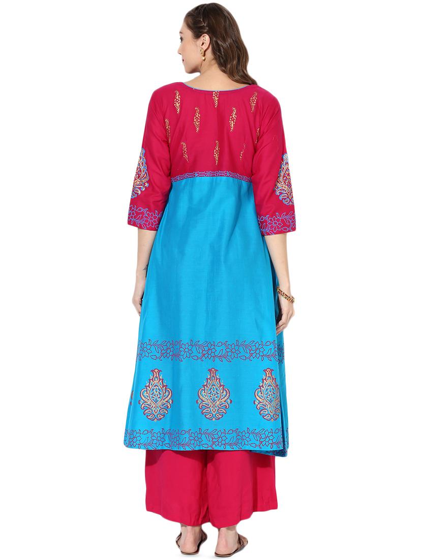 a-line block print kurta - 16013001 - Zoom Image - 3