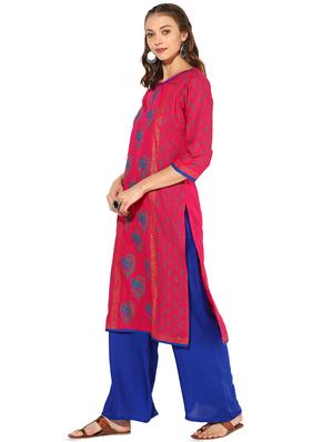block print straight kurta - 16013003 - Standard Image - 2