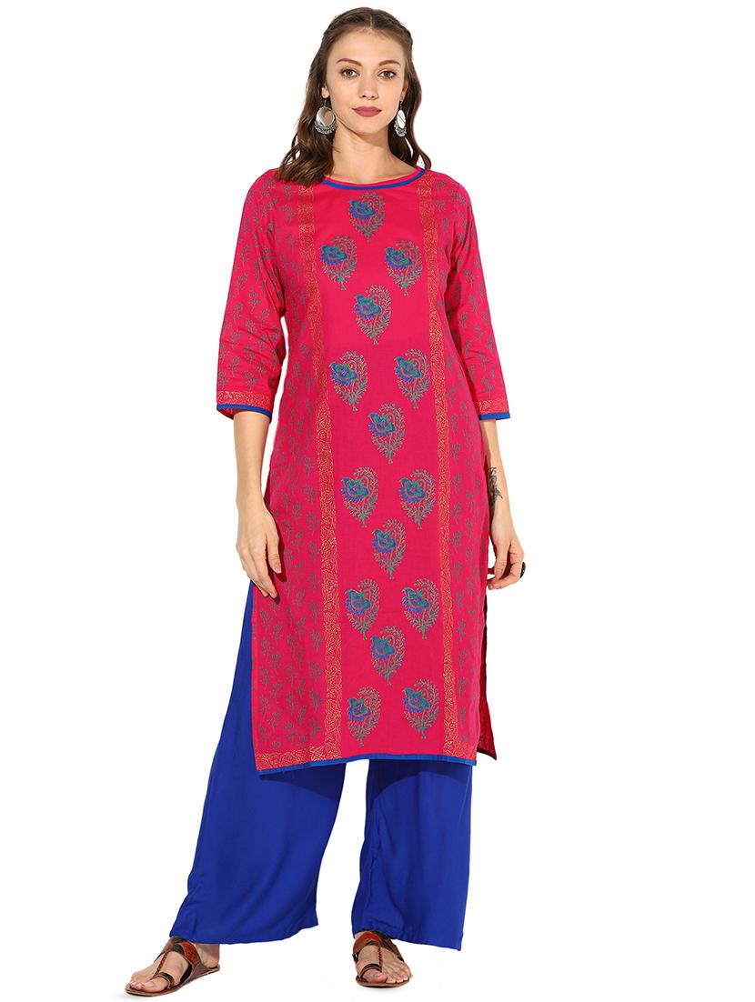block print straight kurta - 16013003 - Zoom Image - 1