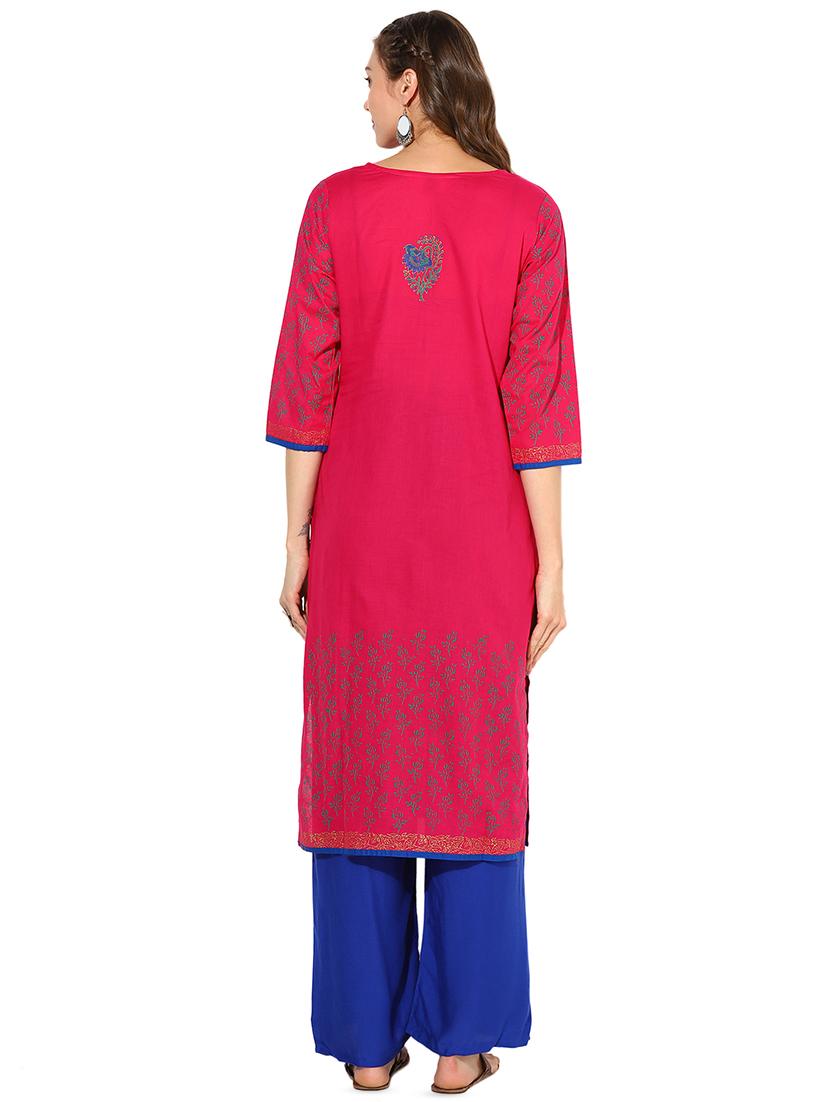 block print straight kurta - 16013003 - Zoom Image - 3
