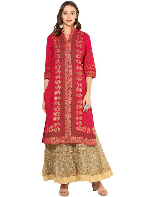 block print straight kurta - 16013004 - Standard Image - 1
