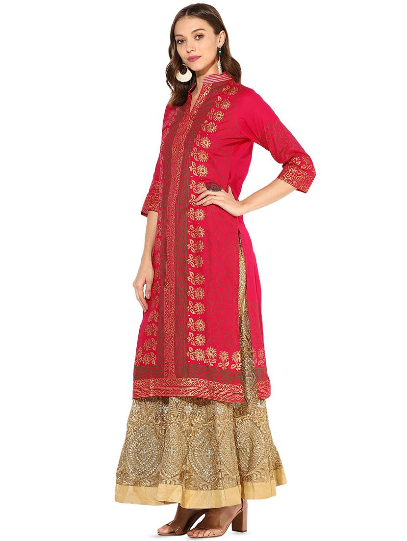 block print straight kurta - 16013004 - Zoom Image - 2