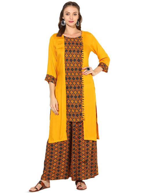 asymmetric printed kurta - 16013007 - Standard Image - 1