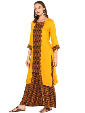 asymmetric printed kurta - 16013007 - Standard Image - 2