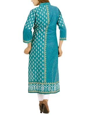 block print straight kurta - 16013015 - Standard Image - 3