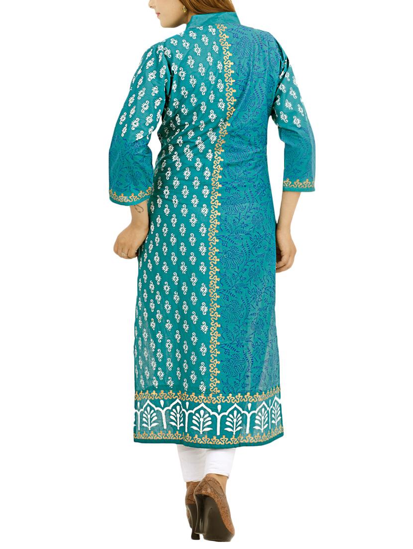 block print straight kurta - 16013015 - Zoom Image - 3