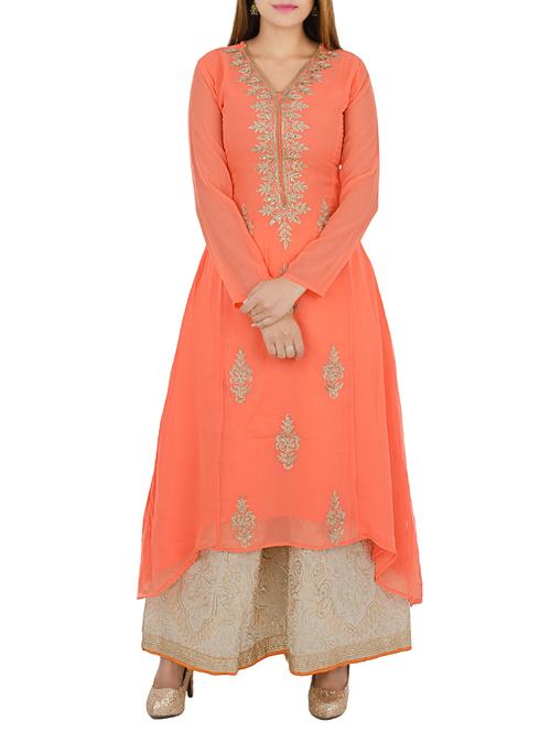 embroidered a-line kurta - 16013018 - Standard Image - 1