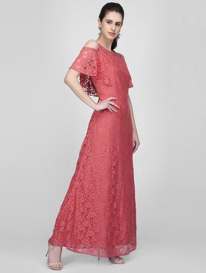 cold shoulder floral laced maxi dress - 16013104 - Standard Image - 2