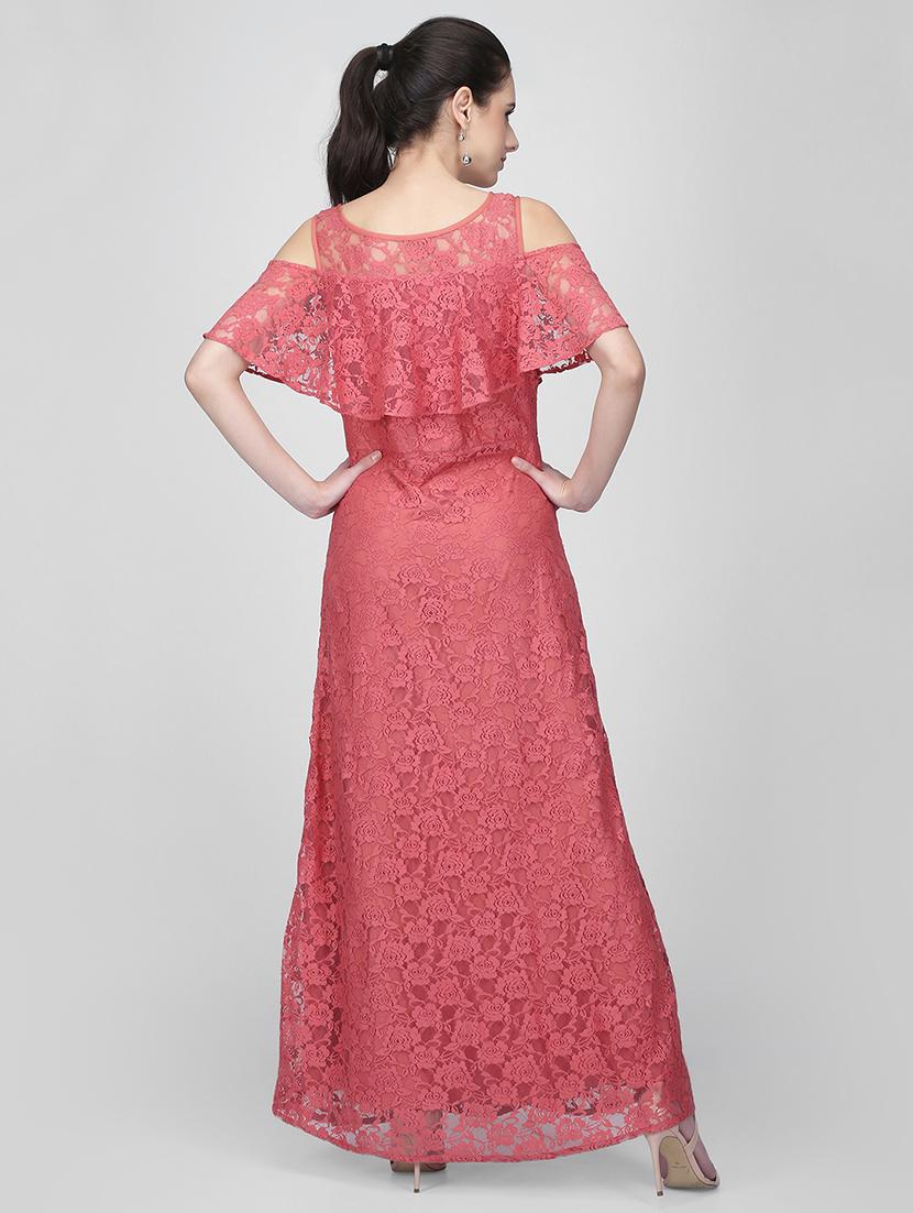 cold shoulder floral laced maxi dress - 16013104 - Zoom Image - 3