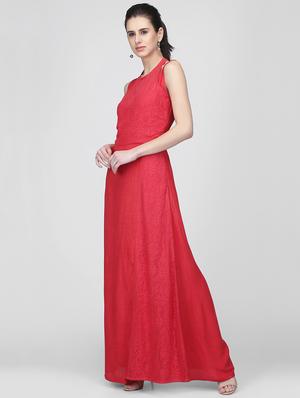 halter neck laced maxi dress - 16013105 - Standard Image - 2