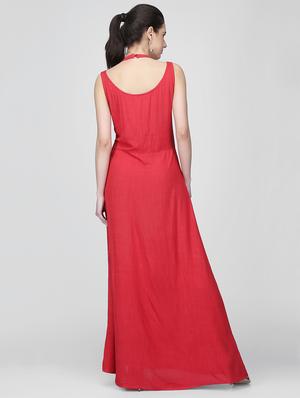 halter neck laced maxi dress - 16013105 - Standard Image - 3