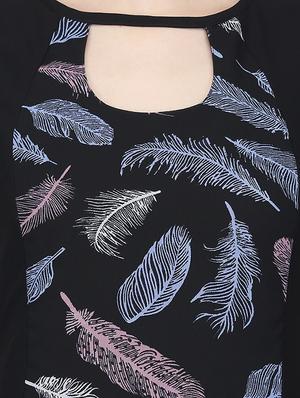 cut out feather print maxi dress - 16013107 - Standard Image - 4