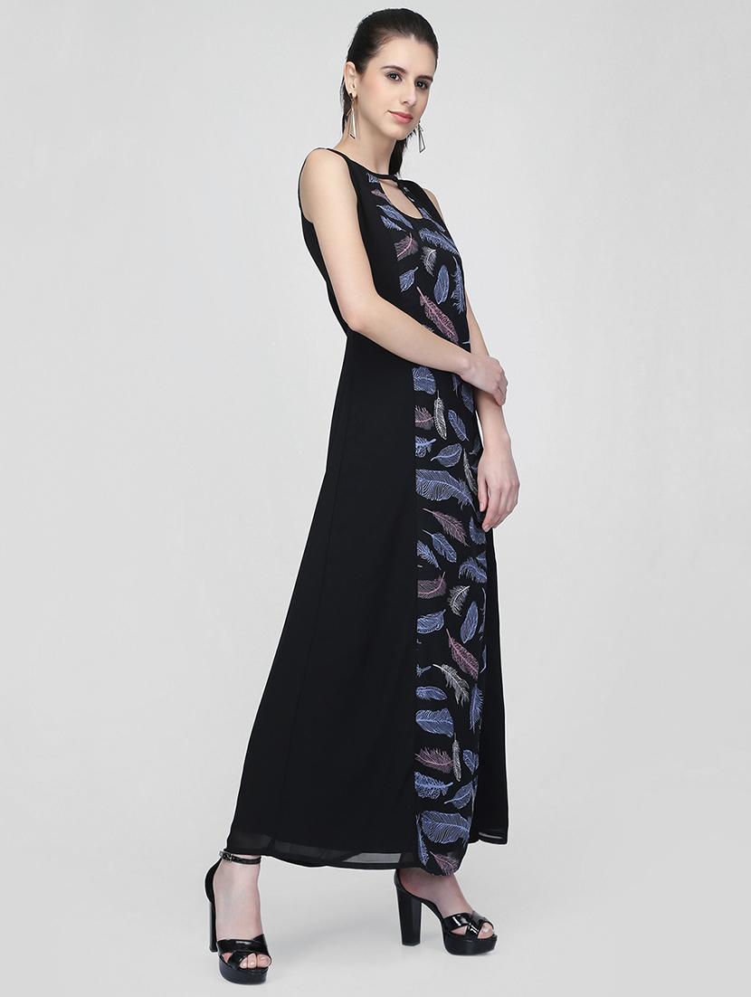 cut out feather print maxi dress - 16013107 - Zoom Image - 2