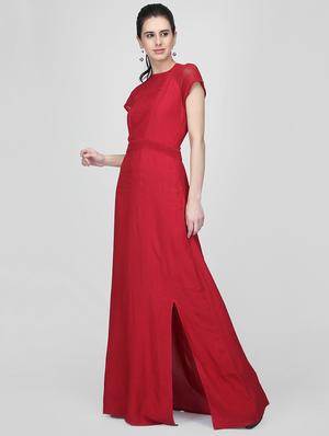 side slit button detail maxi dress - 16013109 - Standard Image - 2