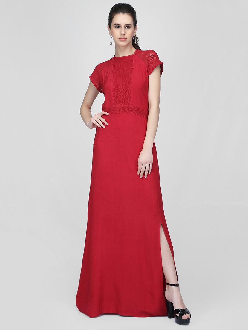 side slit button detail maxi dress - 16013109 - Zoom Image - 1