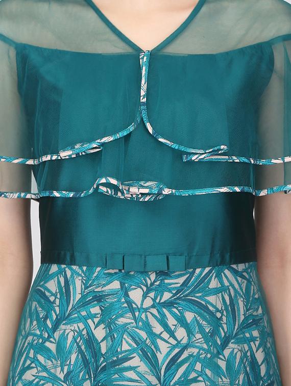 ruffled sheer overlay maxi dress - 16013111 - Zoom Image - 4